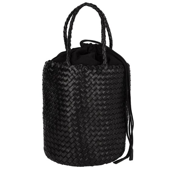 Dragon Diffusion Jacky Woven Leather Bucket Bag, Black